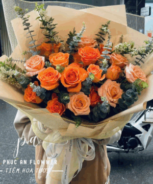 Hoa hồng cam sang trọng, bó hoa hồng cam tặng sinh nhật, hoa hồng cam ý nghĩa, bó hoa chúc mừng ấm áp, bó hoa hồng cam đẹp tinh tế, hoa tươi tặng người thân bạn bè