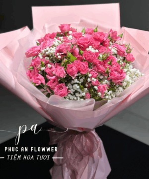 bó hoa hồng chùm hồng đẹp, hoa hồng chùm tặng sinh nhật, bó hoa hồng chùm lãng mạn, hoa tặng người yêu ý nghĩa, bó hoa hồng chùm kèm baby trắng, hoa tươi màu hồng nổi bật, bó hoa hồng đẹp sang trọng