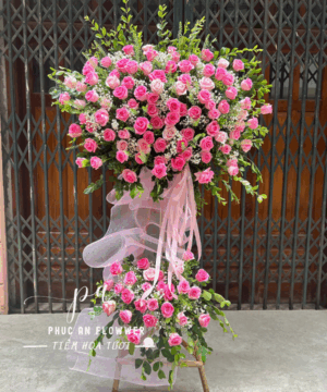 kệ hoa chúc mừng hoa hồng hồng baby trắng sang trọng thanh lịch chúc mừng khai trương sinh nhật sự kiện may mắn – Hoa Tươi Phúc An