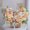 giỏ hoa hồng cam pastel đẹp, giỏ hoa sinh nhật nhẹ nhàng, giỏ hoa tươi phong cách vintage, hoa chúc mừng thanh lịch, giỏ hoa cam đào tinh tế, hoa tặng sinh nhật đẹp, giỏ hoa tươi sang trọng nhẹ nhàng