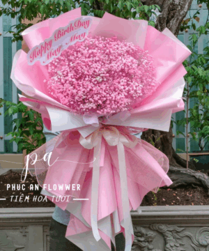 Bó hoa baby hồng sinh nhật, hoa baby hồng ngọt ngào, bó hoa baby tặng sinh nhật đẹp, hoa baby hồng lãng mạn, bó hoa baby hồng dễ thương, hoa sinh nhật tông hồng pastel