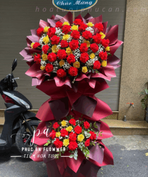 kệ hoa khai trương đỏ vàng phát tài