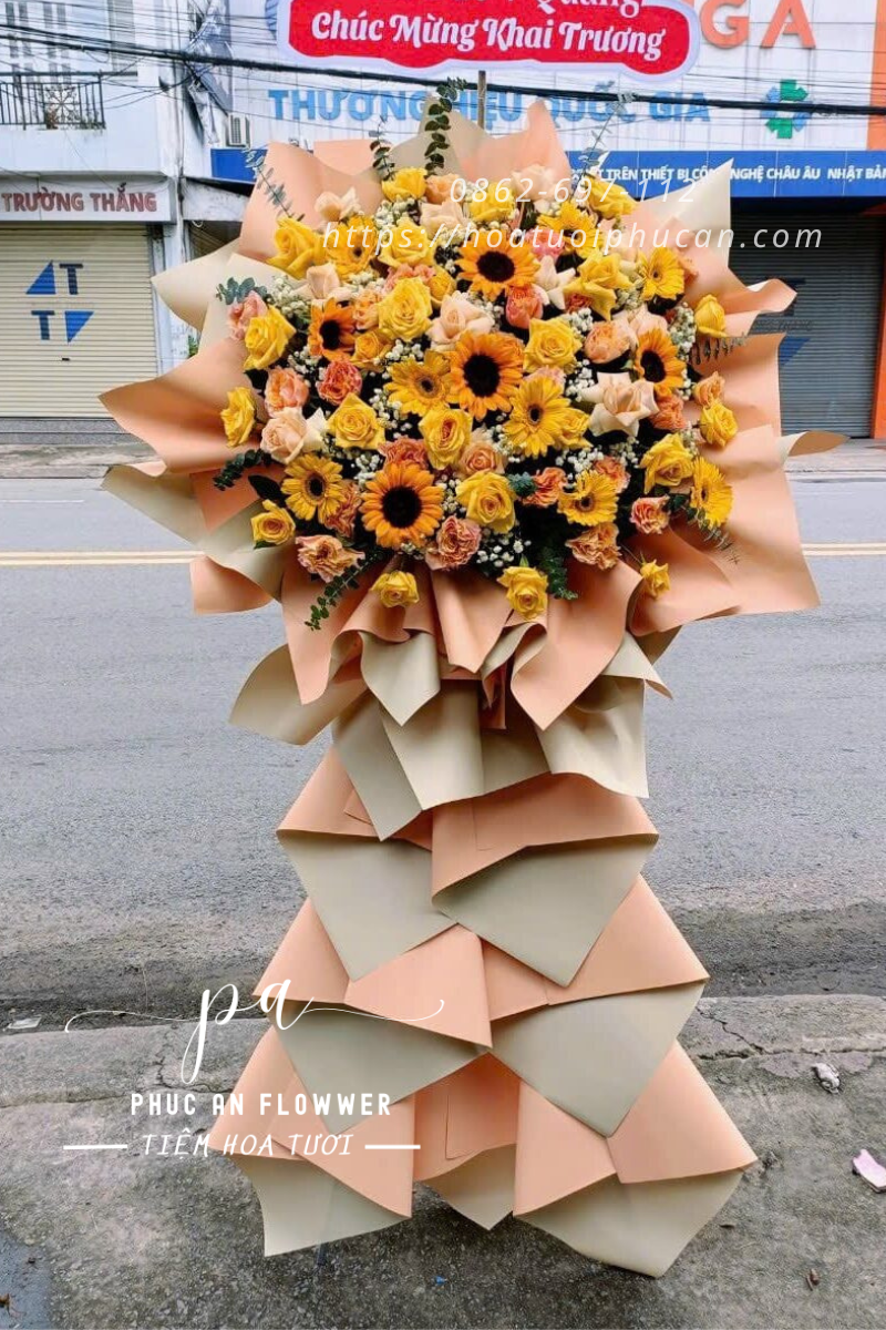 kệ hoa khai trương hoa hướng dương