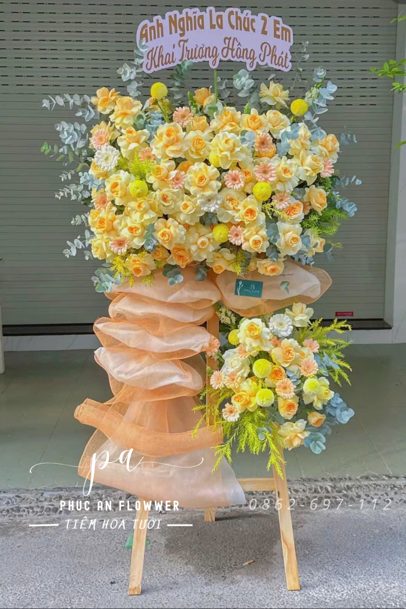 kệ hoa khai trương 2 tầng