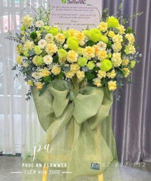 kệ hoa khai trương xanh