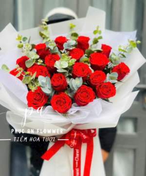 Shop hoa Sa Đéc Đồng Tháp – bó hoa hồng đỏ tươi Phúc An