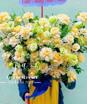 Shop hoa Thanh Bình Đồng Tháp – hoa chúc mừng tone vàng Phúc An