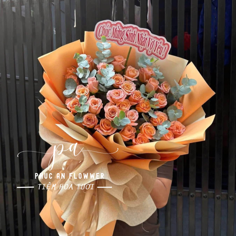 Shop hoa phường Thành Nhất Đắk Lắk - bó hoa hồng cam Phúc An
