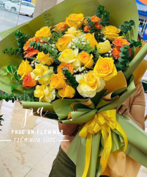 Shop hoa Tháp Mười Đồng Tháp – bó hoa hồng vàng tươi Phúc An