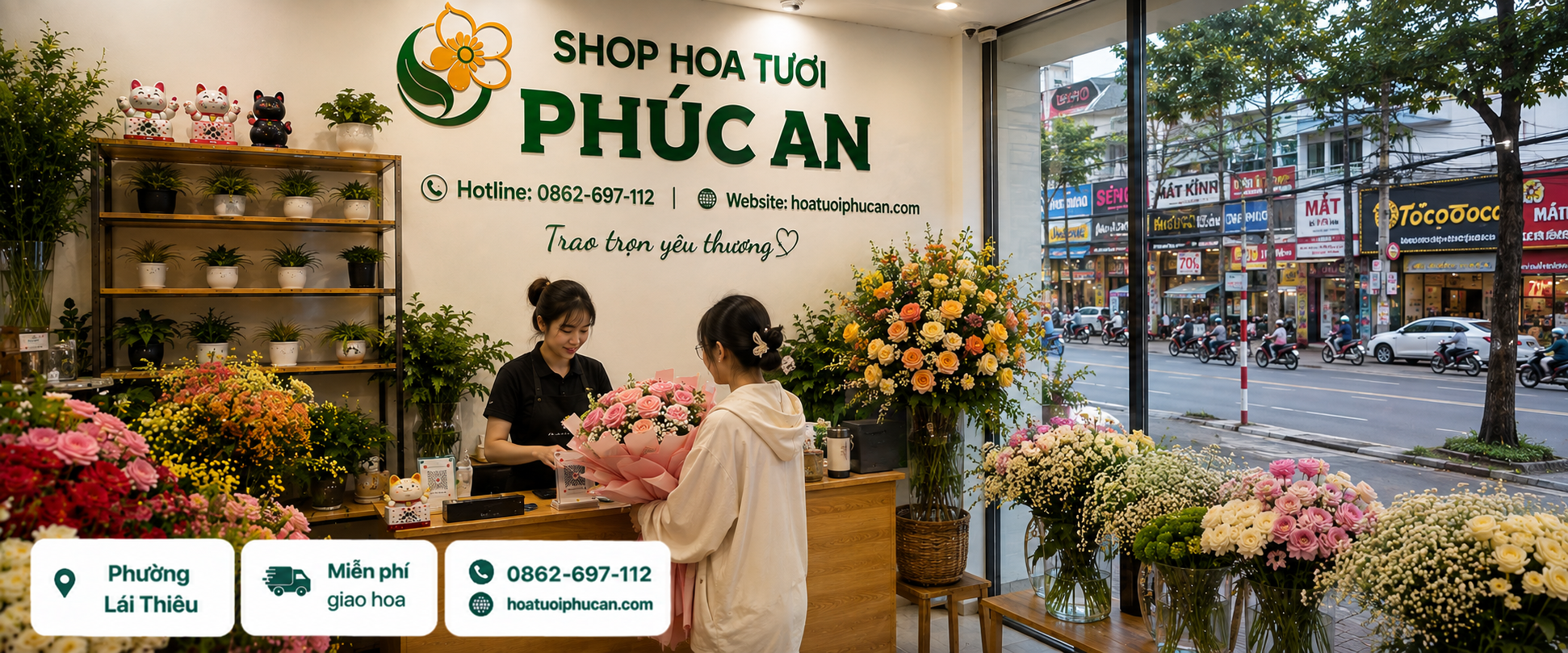 shop hoa tươi lái thiêu
